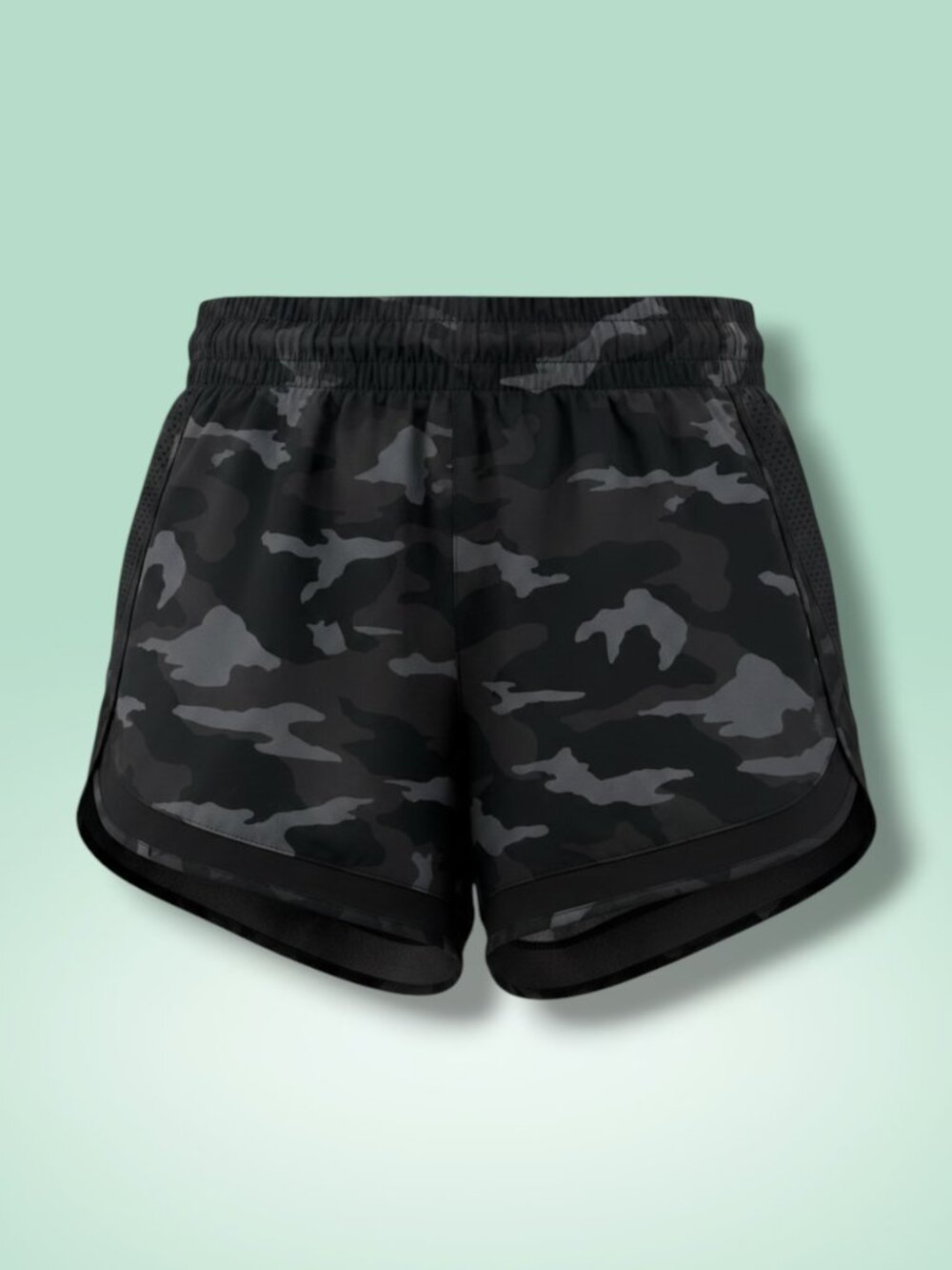 Athleta Printed‎ Mesh Racer Run Short Camo Athletic Shorts L